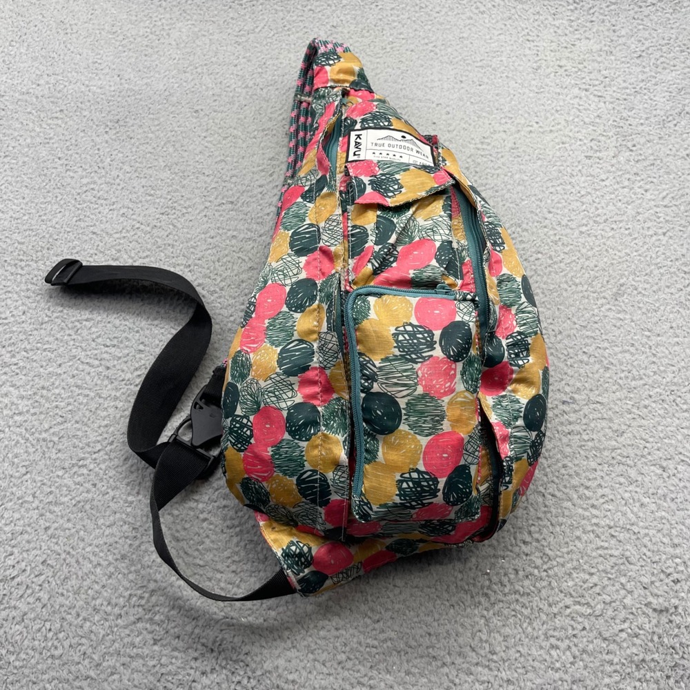 KAVU Multicolor Scribble Dots Polyester Crossbody Rope Sling Bag Travel Backpack